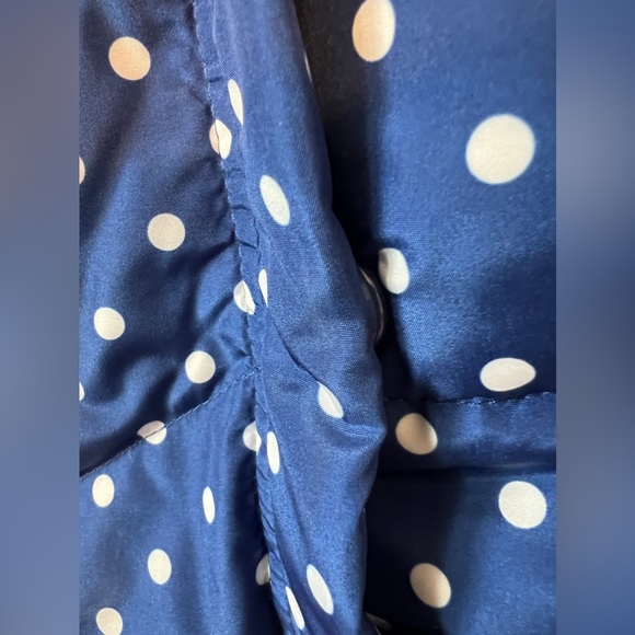 Lands' End Puffer Down Vest Blue with White Polka Size M/P 10-12 Full Zip - Picture 7 of 11